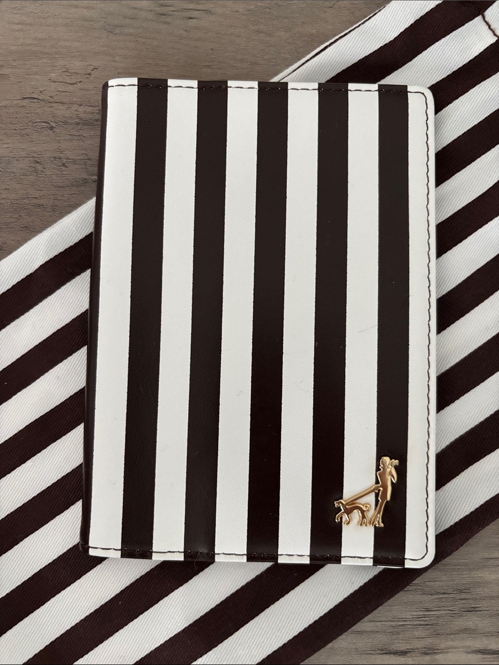 henri bendel Black and White Striped Passport Wallet